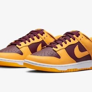 Nike Dunk Low Athletic Shoes in Yellow and Maroon